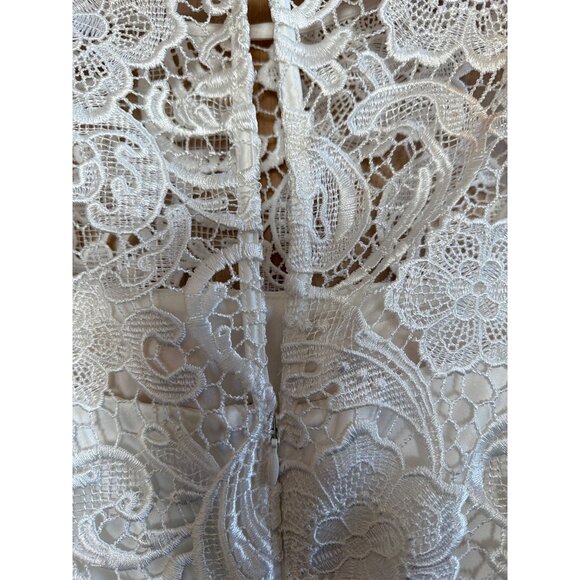 Adrianna Papell Ivory Lace Sheath Dress Illusion Neckline Size 10 NWT - Picture 15 of 16
